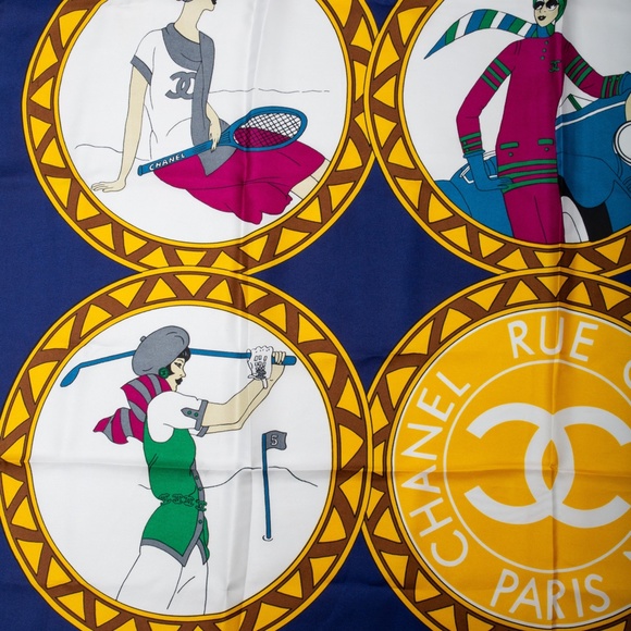 CHANEL VINTAGE RUE CABMON PARIS HOBBY SILK SCARF - Picture 8 of 8